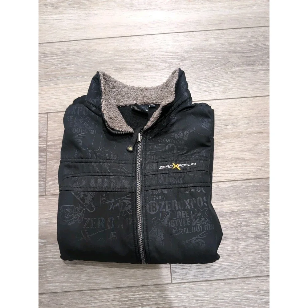 VINTAGE ZERO EXPOSUR LIGHTWEIGHT JACKET Youth XL 18-20 BLACK LOGO PRINT